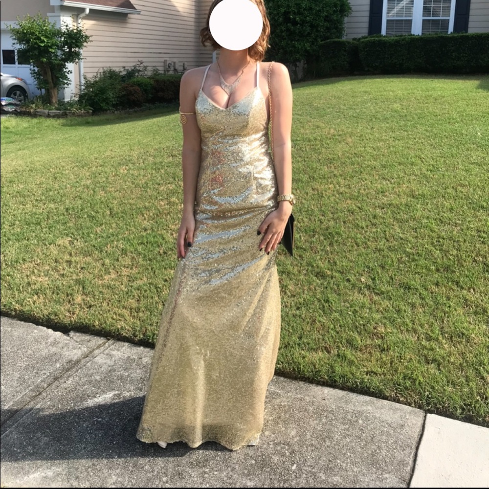 Prom dress champagne sequins